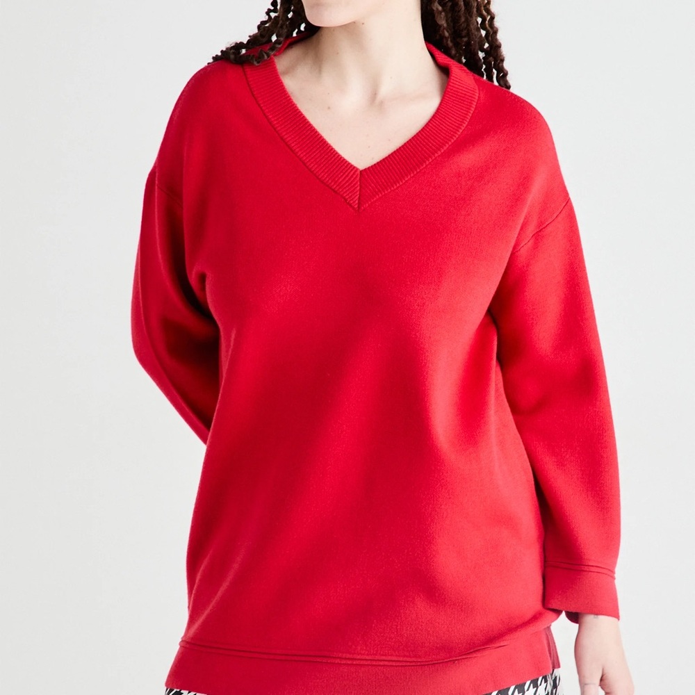Red Sweatshirt, V Neck Sweatshirt
